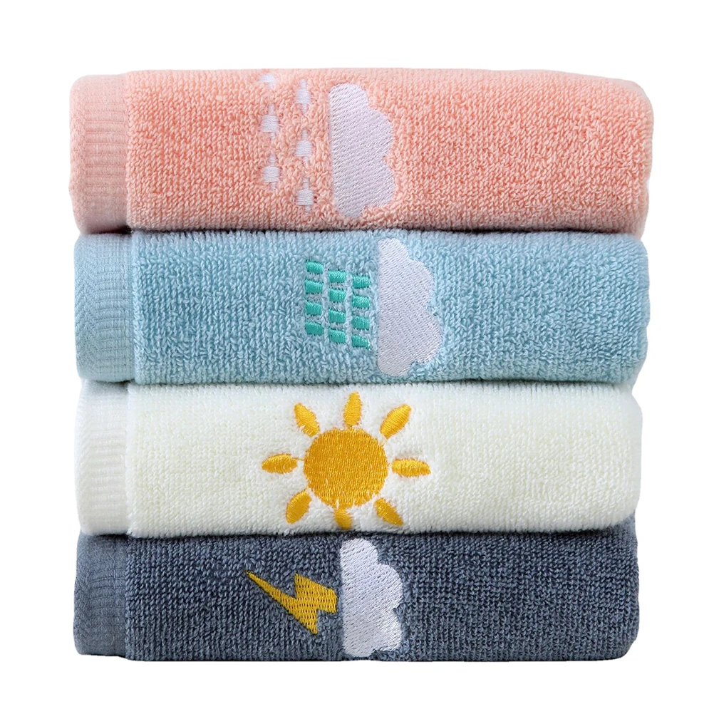 

4 шт. длинноволокнистые хлопковые детские полотенца, мягкие впитывающие мочалки для купания лица, маленькие H полотенца, синие, розовые, бежевые, серые, для новорожденных
