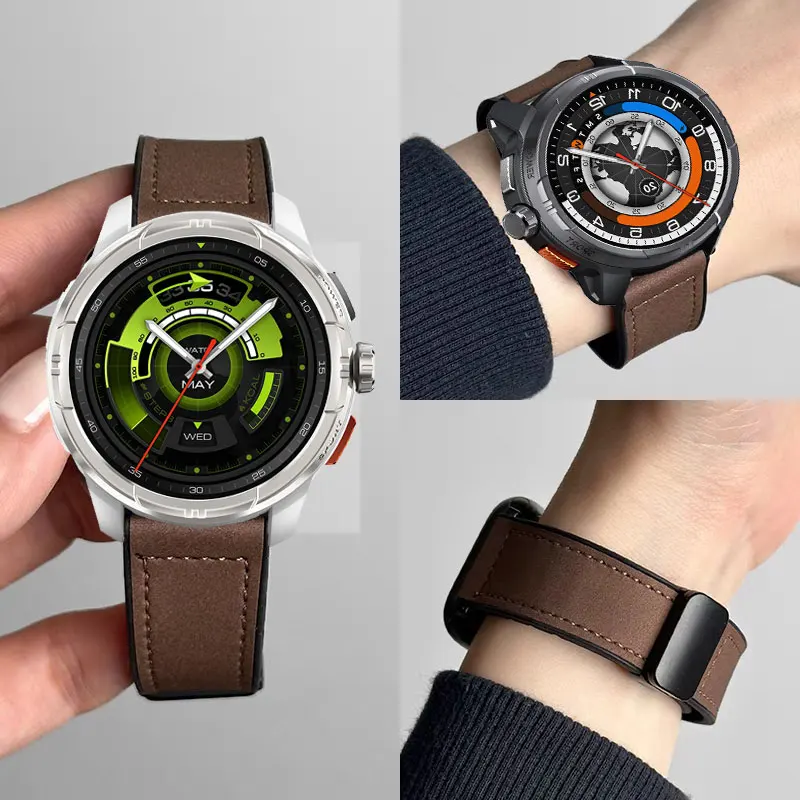 22mm Magnetarmband für Haylou Solar Ultra/Solar 5/Solar Neo Armband Leder+Silikon Armband für Xiaomi Watch S4 46mm Correa