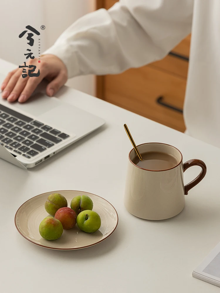 Grass and Wood Gray Ceramic Coffee Cup High-End Exquisite Women's Personal Special Good-looking Afternoon Tea