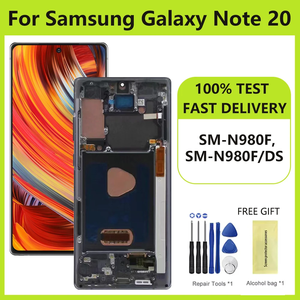 Super Amoled Screen for Samsung Galaxy Note 20 Lcd Display Digital Touch Screen with Frame for Samsung Note 20 N980F N980F/DS