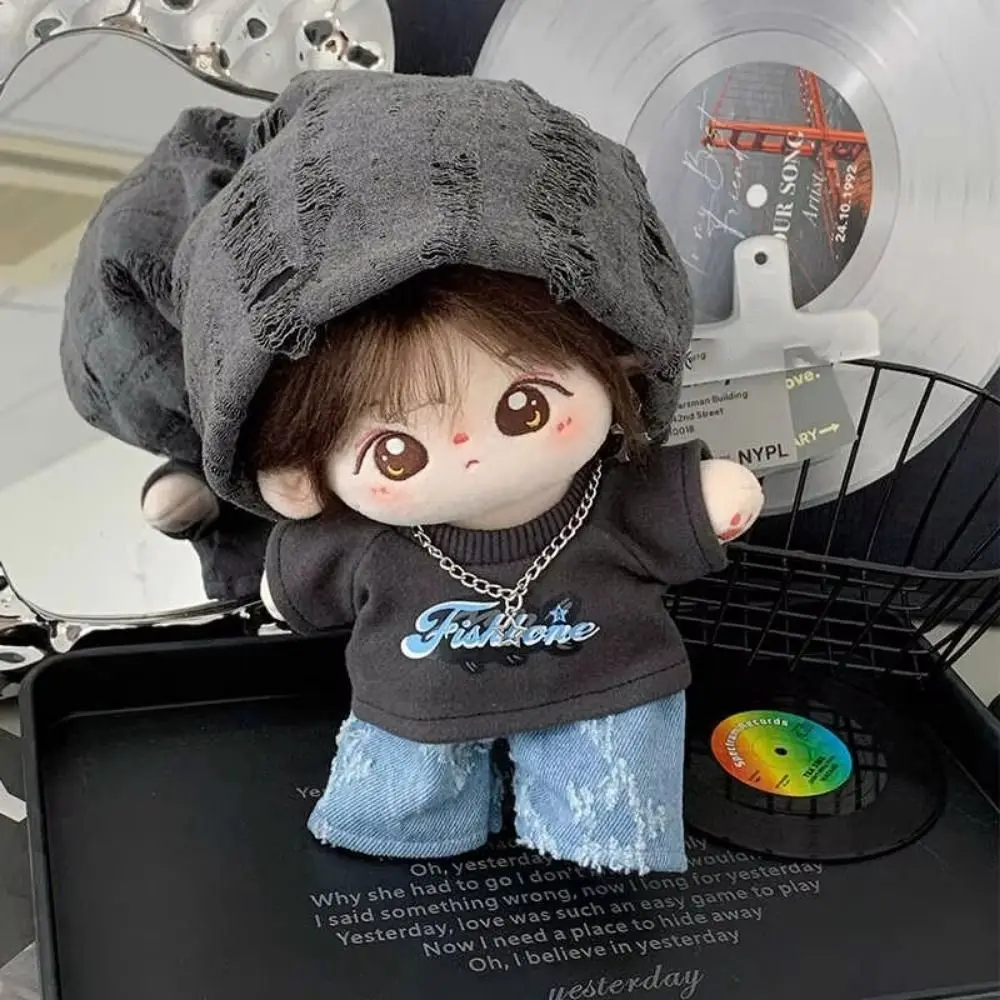

Street Style 20cm Cotton Doll Clothes Jeans Hoodie Idol Doll Clothes Sport Cool Plush Doll Clothes 20cm Cotton Doll