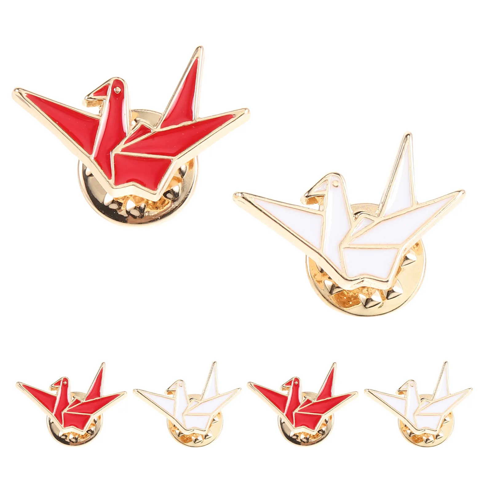 6Pcs Origami Crane Brooch Alloy Lightweight Decorative Pins for Women Clothes Bags Scarves Creative Accessories