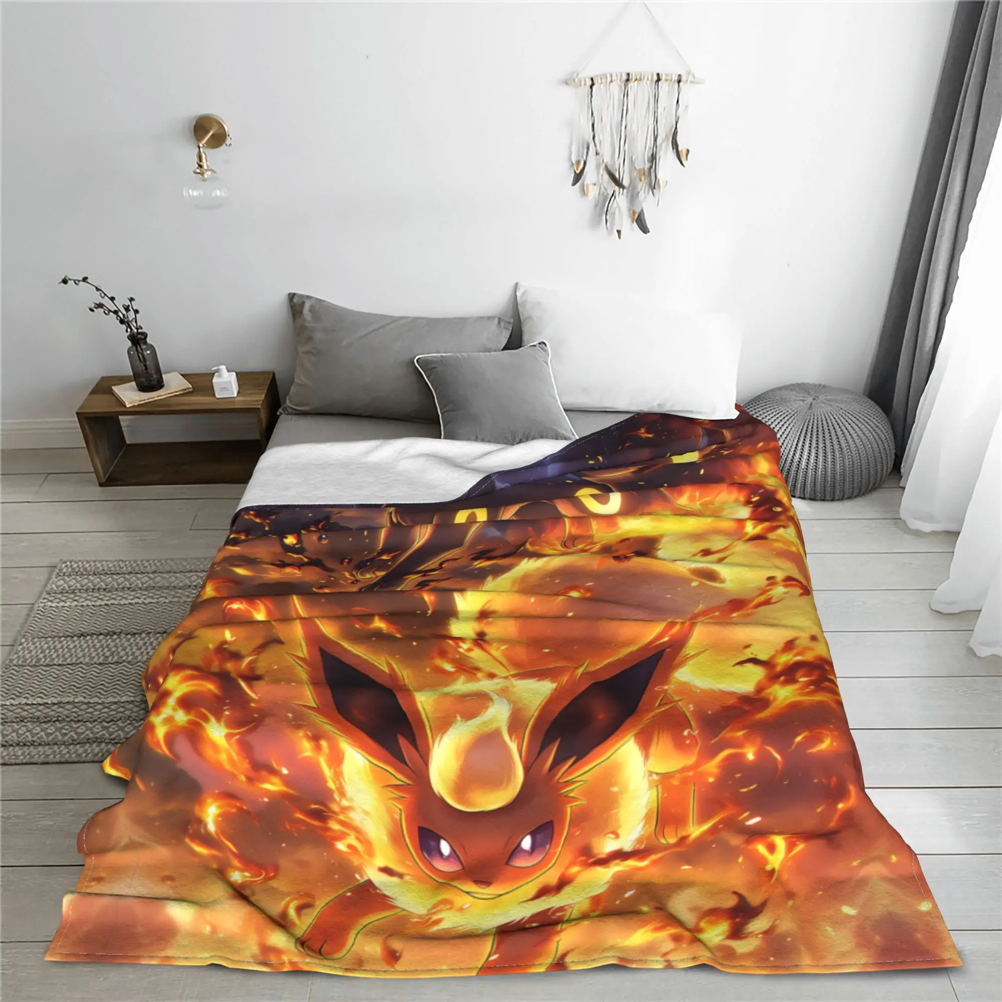 1PC Pokemons Theme Anime Eevee  Winter Blankets for Adults Bedding Home Interior Sofa Knee