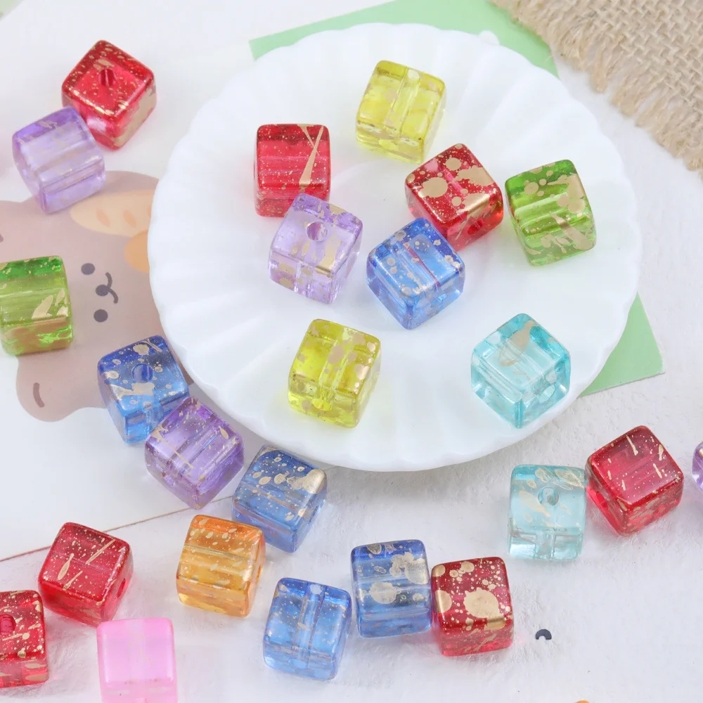 

Cordial Design 100Pcs 14*14MM DIY Beads/Paint Effect/Hand Made/Jewelry Findings & Components/Square Shape/Acrylic Bead #18418