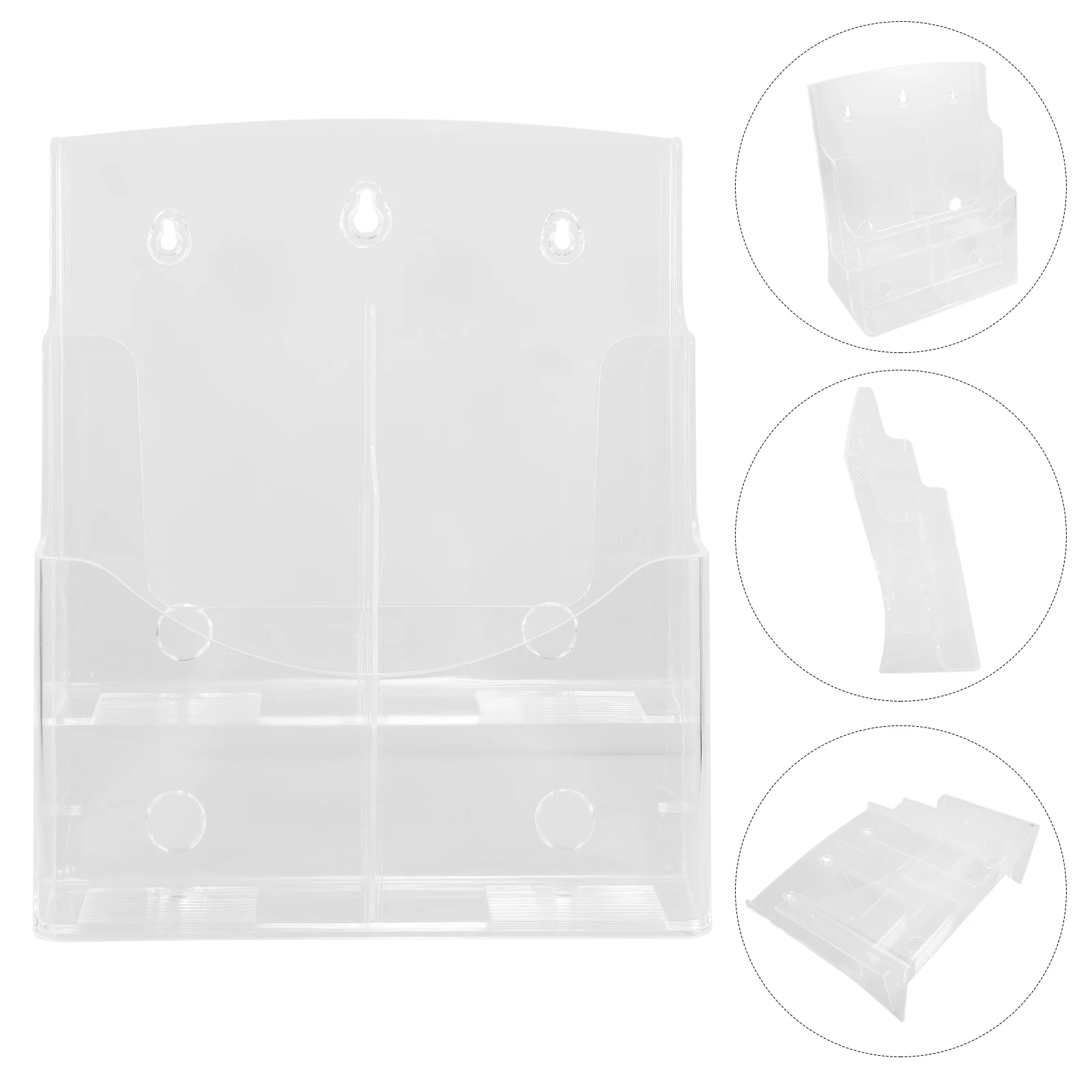 

A4 Document File Stand Transparent Acrylic Desktop Folder Rack Wall Mount Brochures Holder Office Study Organizer Vertical