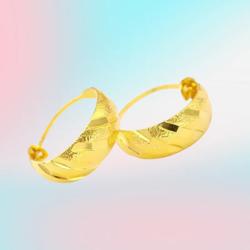 

new 9999 Real Gold 24K Temperament Vintage Mom Grandma Earrings Gold Trinkets Meteor Shower Gypsy Earrings