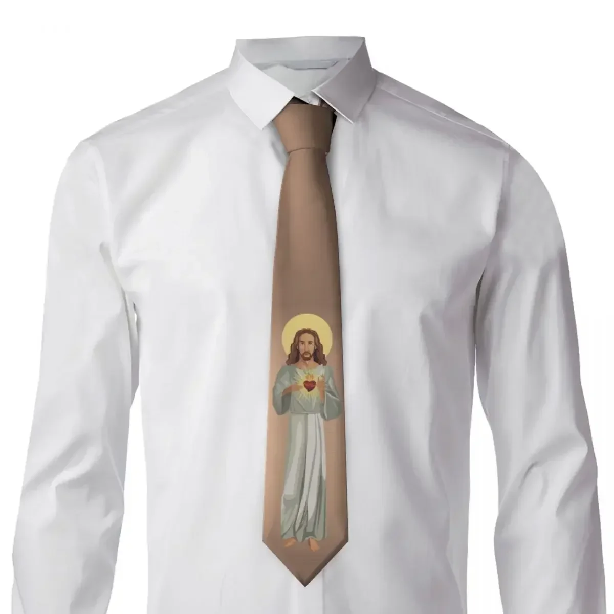 Christ Sacred Heart Tie Spirit Design Neck s Cute Funny Collar  Men Leisure Necktie Accessories