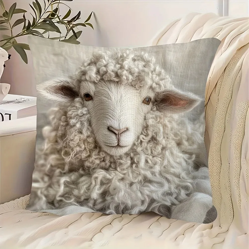 

One double-sided sheep-print pillowcase, suitable for sofa, living room and bedroom decoration (without filling)