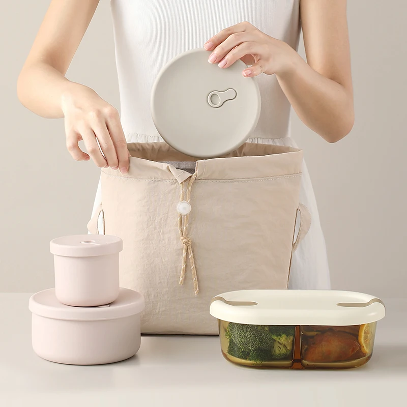 Insulated Lunch Box Bag Portable Hand-Held Large Capacity Commuting Lunch Box for Students Office Workers