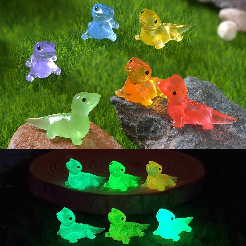 10 szt. Świecące słodkie jaszczurki mikro element dekoracji krajobrazu kolorowe świecące jaszczurki Mini figurki miniaturowe bajkowe rzemiosło ozdoby ogrodowe