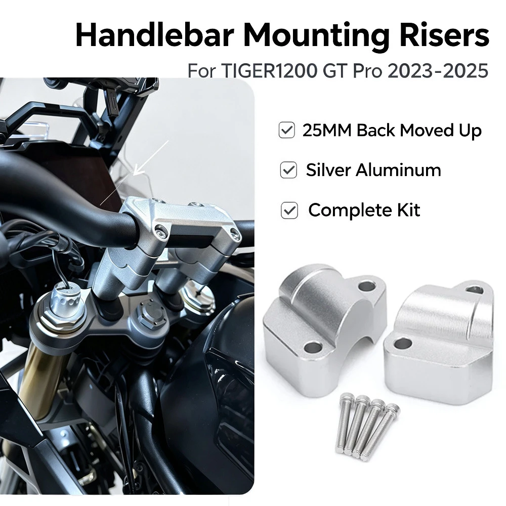 For TIGER1200 TIGER 1200 Tiger1200 Tiger 1200 GT Pro 2023-2025 Handle Bar Riser Back Moved Up 25MM Handlebar Mounting Risers