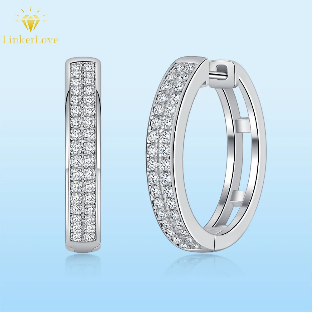 

LinkerLove Moissanite Diamond Hoop Earrings for Women S925 Sterling Silver Earrings 18K Gold Plated Bridal Wedding Fine Jewelry