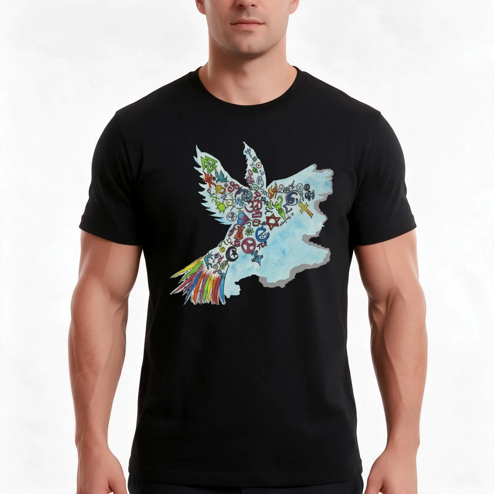 Coexist in watercolor T-Shirt, Summer Casual Cotton Tee, Oversized Streetwear Tops, Vintage Graphic Print, Unisex Men Women