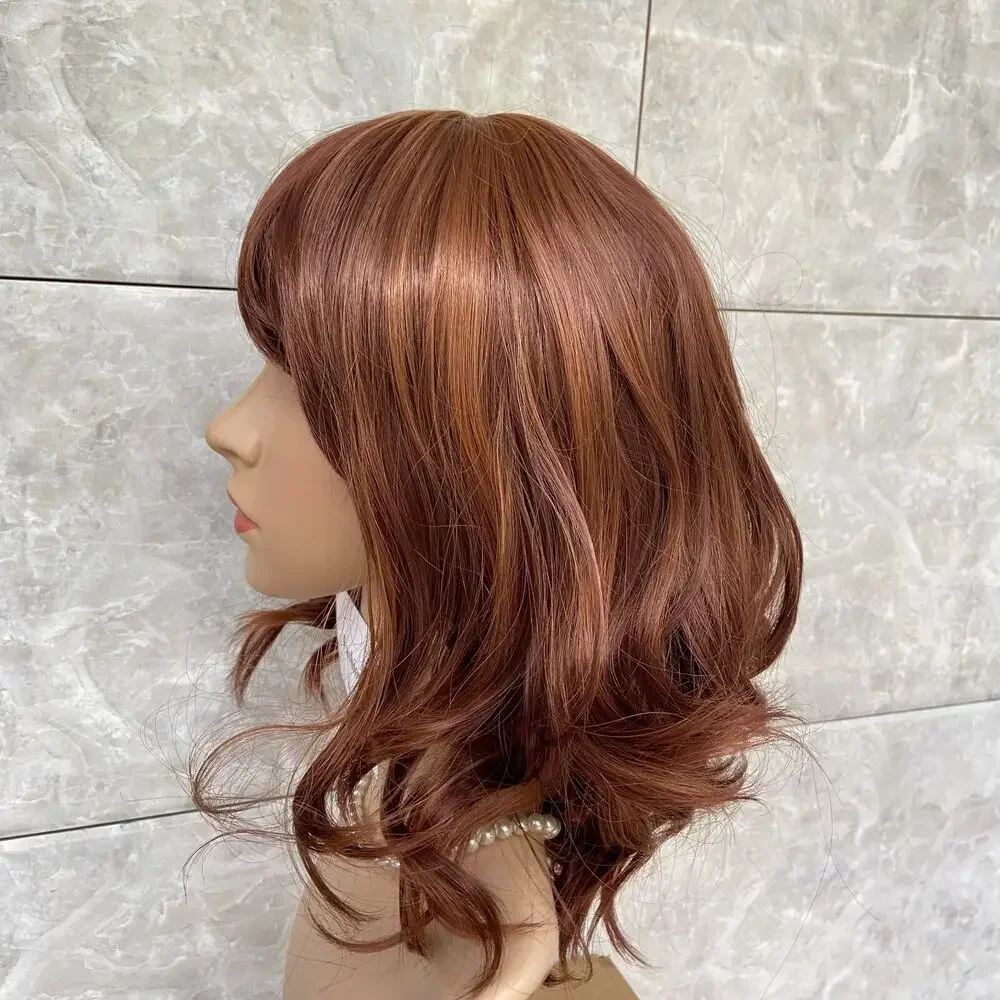 Soft Wavy Auburn Mix Synthetic Wigs Women Soft Natural Daily