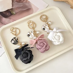 Boutique Fabric Rose Keychain Key Ring Bag Pendant Accessories Keyfob Women Girl Keyring Gift Jewelry Cars Charm Decoration