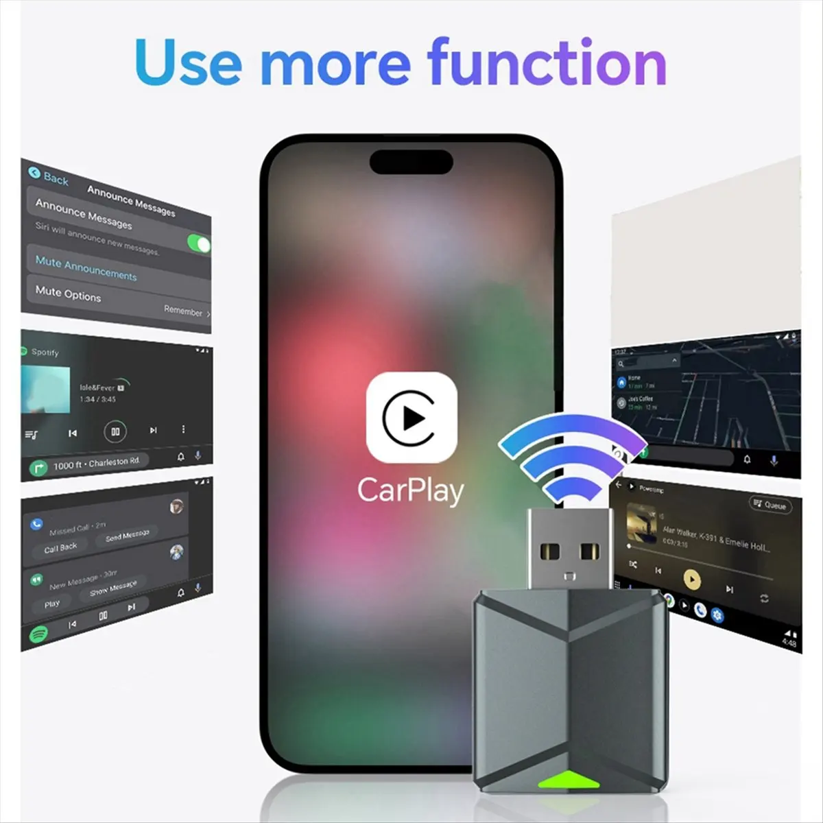 Super Sale Wired to Wireless 2 in 1 AI Box Carplay 5G Wif & Bluetooth 5.0 Android Auto Plug and Play Non-Inductive Connection