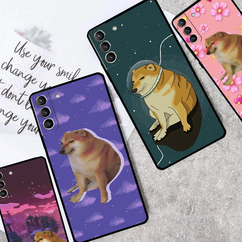 Funny Cheems Doge Cover For Samsung Galaxy S24 Ultra S23 S22 Plus S20 S21 FE S8 S9 S10 Note 10 20 Ultra Case