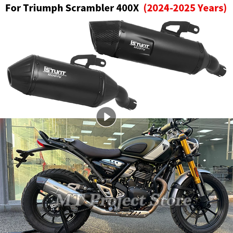 

Slip On For TRIUMPH Scrambler400X 400X 2024 2025 Motorcycle Exhaust System Escape With Middle Link Pipe Black Escape Motorcross