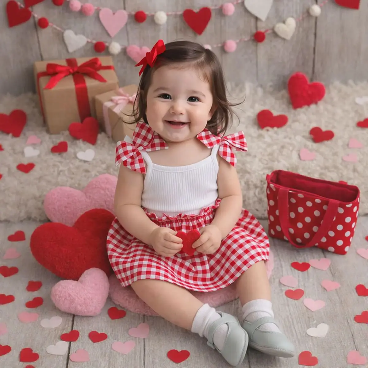

New Summer Sweet Style Baby Set Red and White Checkered Pattern Strap Top 2Pcs Clothes Toddler Girls Soft Outfit 0-18M