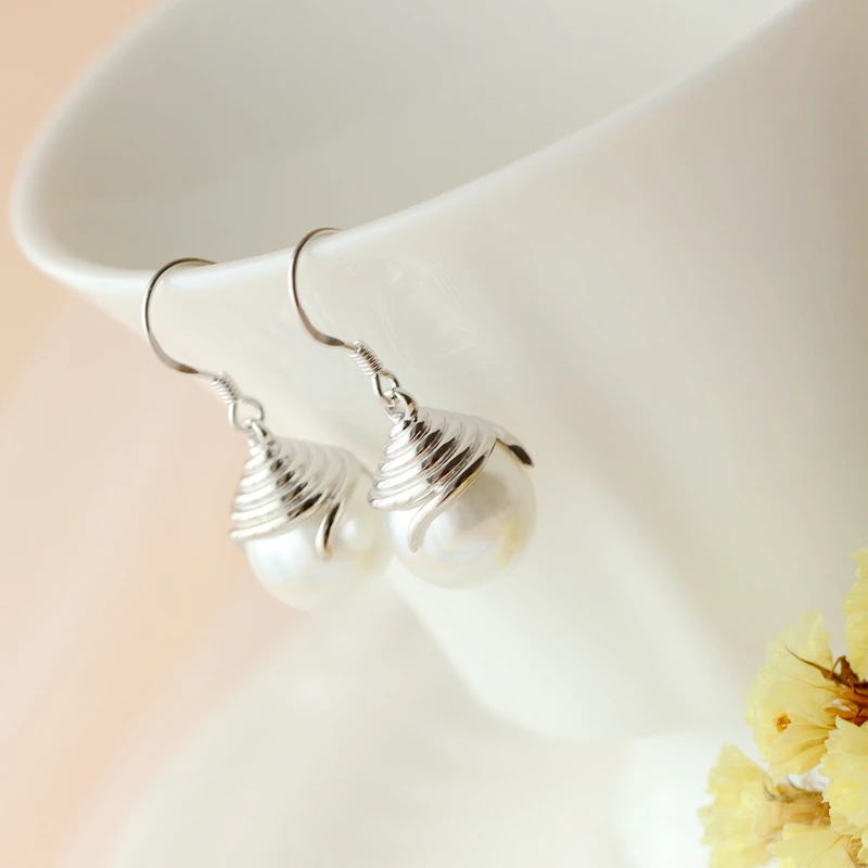 

Elegant Minimalist 925 Sterling Silver Earrings Inlaid Imitation Pearl Water Droplet Earring Trendy Style Women Jewelry Gift