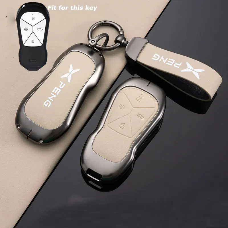 

New Zinc Alloy Leather Car Remote Key Case Cover Fob Protector Shell for Xpeng G6 P5 P7 G9 G3i Auto Interior Accessories