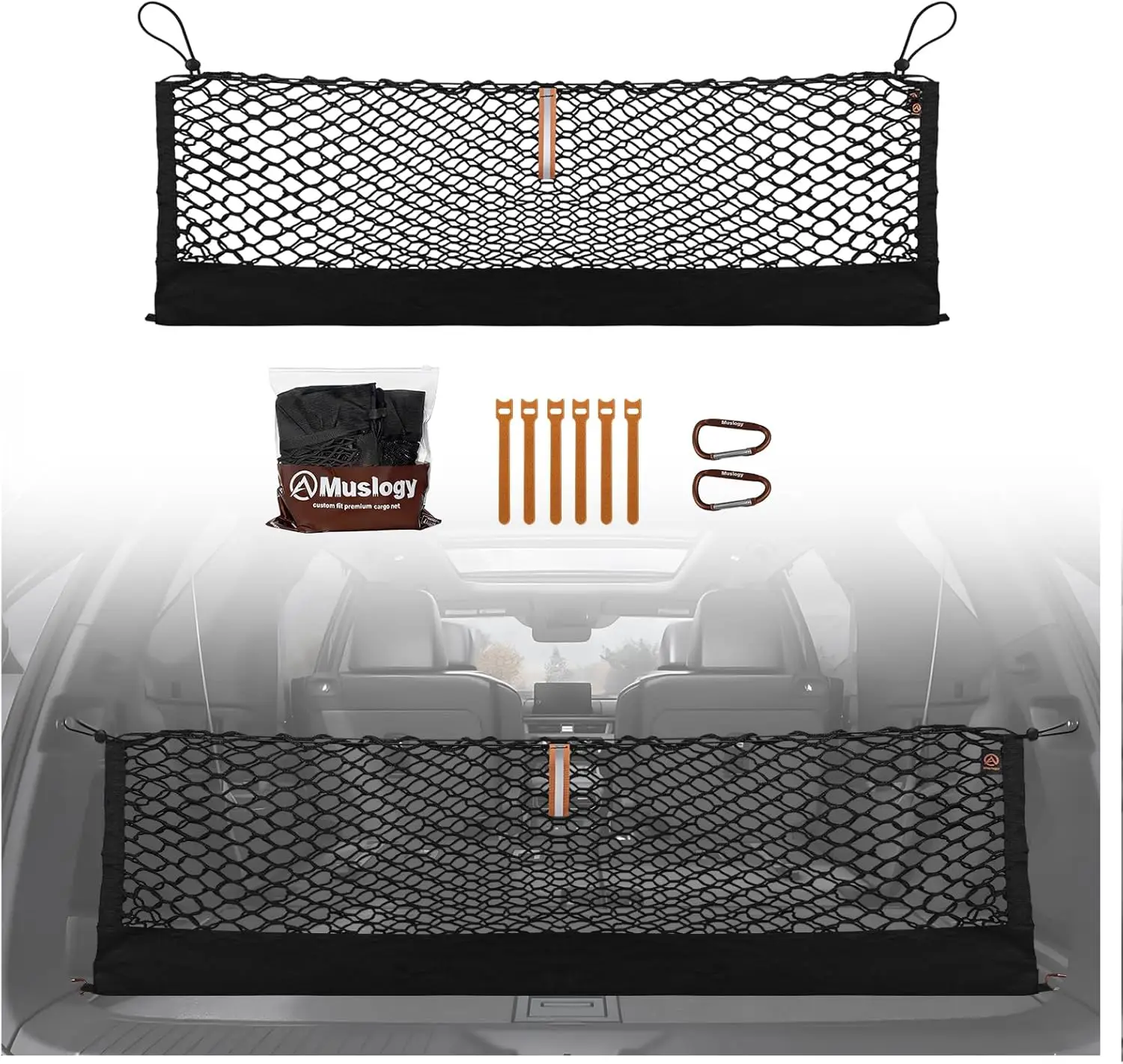 

Truck Bed Cargo Net for Honda Pilot 2023-2026 & Passport 2026+ with Heavy Duty Carabiners, SUV Sedan Storage Net Organizer
