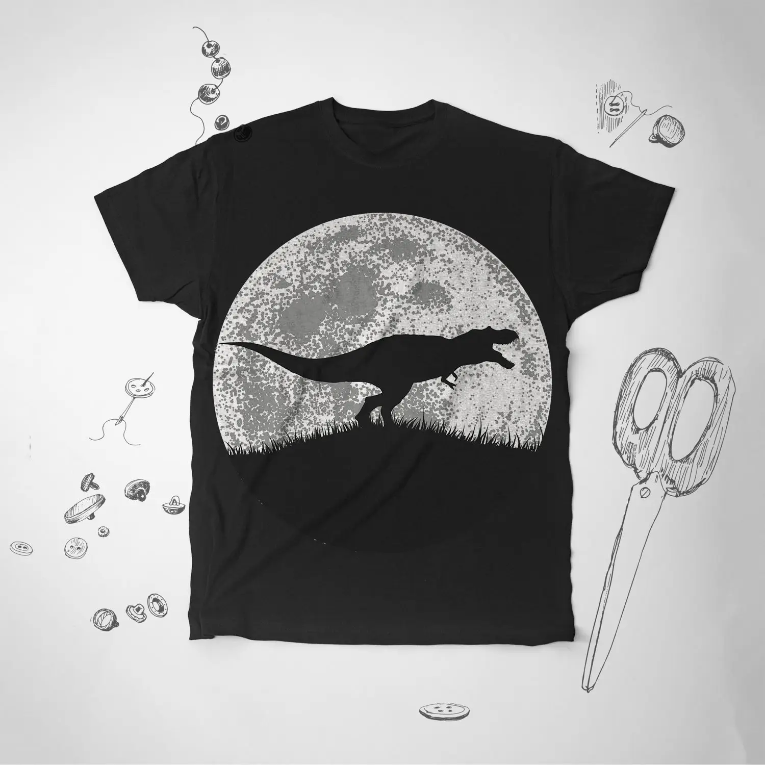 Dinosaur shirt Jurassic World Men T Rex Moon Cool