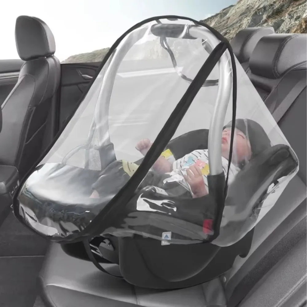 Transparent EVA Baby Safety Seat Rain Cover Insect-proof Double Zipper Newborn Basket Rain Cover Full Coverage Dustproof