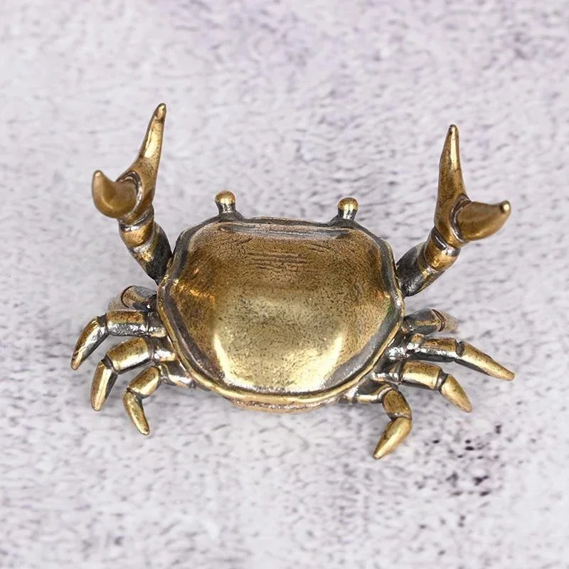 Brass Crab Sculpture Weightlifting Craft Ornament Crab Pen Holder Creative Brass Decorative Art - view 6