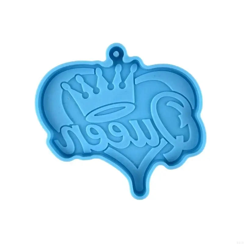 R9JE Resina molde o chaveiro silicone Crown-Padrengo do coração Epóxi Charm Mold Diy Dia