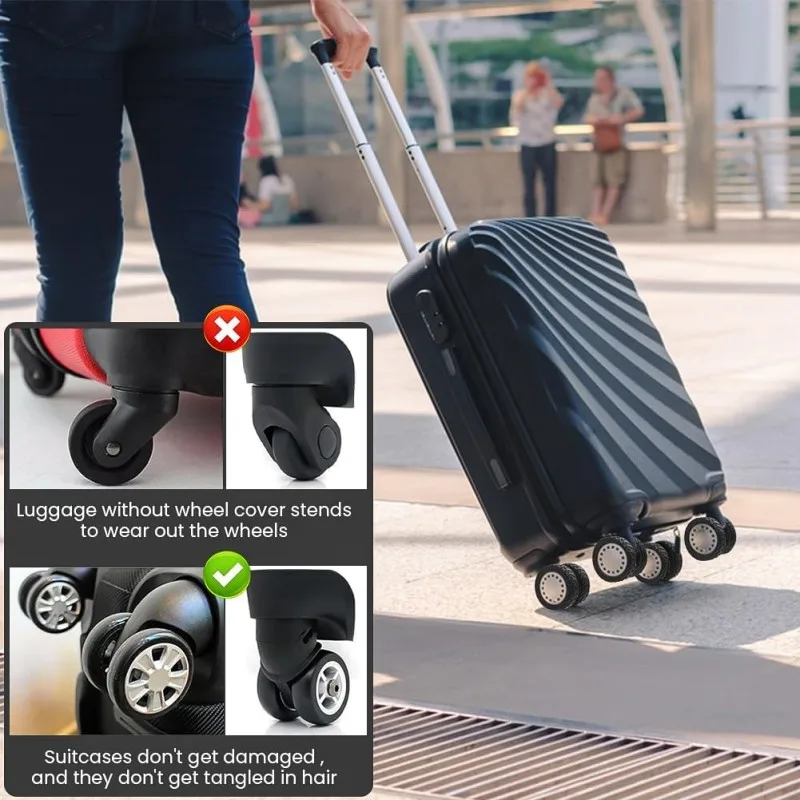 New Luggage Wheel Covers Silicone Travel Luggage Caster Shoes Suitcase Wheel Protector Noise Resistant Caster Replacement Covers