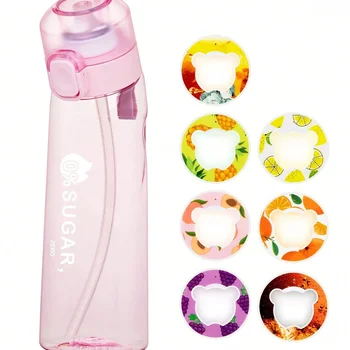 1000ml Air Flavored Water Bottle with 1pcs Random Flavor Pods Sports Straw Cup Tritan for Outdoor Sports Fitness BPA Free