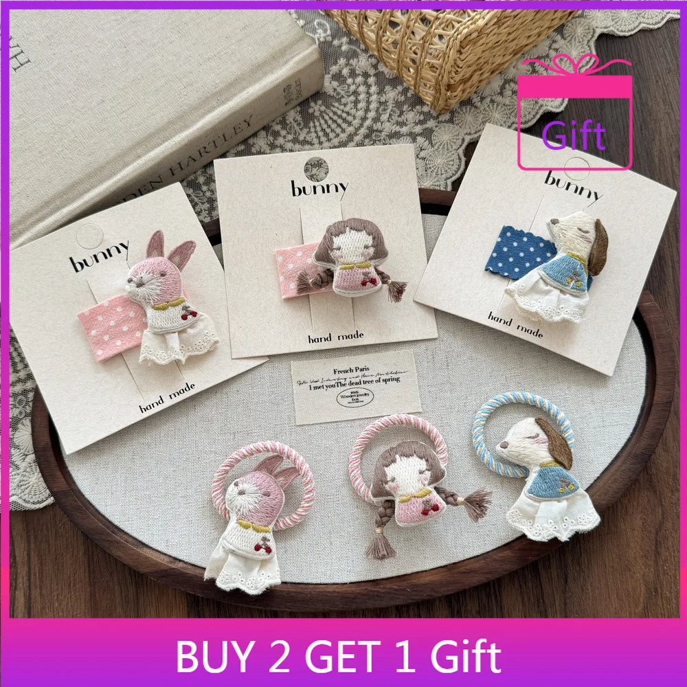 

High Elasticity BB Clips No Damage Hair Korean Cartoon Bunny Dog Clips for Girls Gentle Handmade