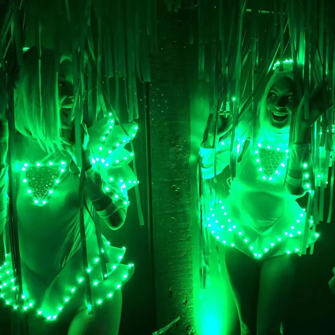 Women LED Costume Ladies Light Up Leotard Dancing Dress Holiday Event Dress