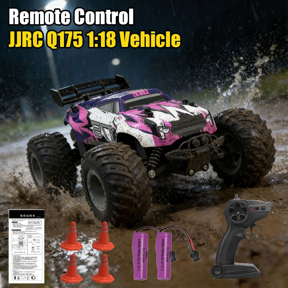 JJRC Q175 RC Car Cool Lights 1:18 Big Wheel 2.4G 2WD RC Truck All Terrain Off Road 20KM/H High Speed RC Racing Car Toy for Adult
