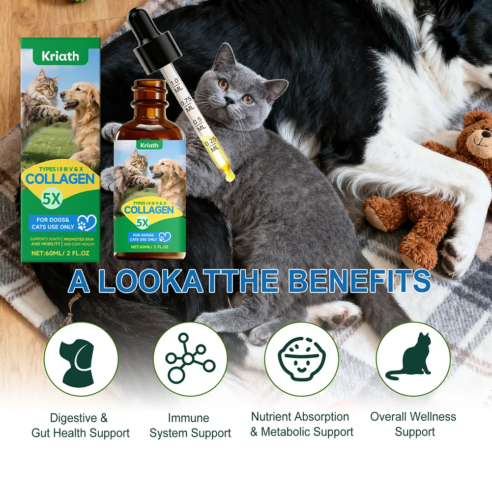 Dog Joint Supplement Liquid Collagen For Pain Relief Supports Gut Health & Overall-Vitality For Senior Dogs For Hip And Joint