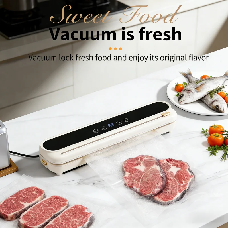 

Food Vacuum Sealer Machine Dry and Wet Food Keep Fresh Kitchen Packaging Automatic Sealing 62KPA High Suction Sealing Machine