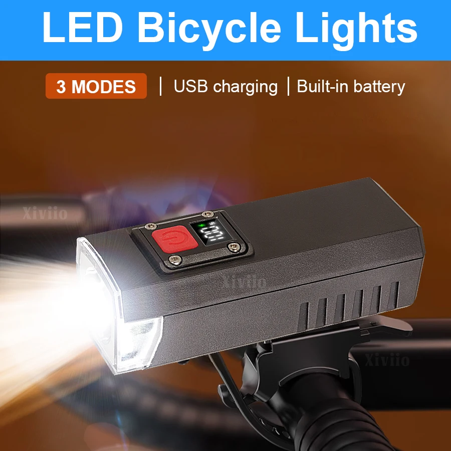 

Велосипедный фонарь с USB-зарядкой, 3 режима, суперяркий, с индикатором заряда, для MTB и шоссейных велосипедов