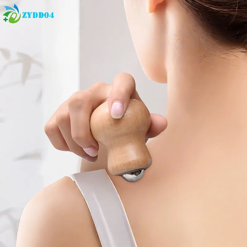 

●1PCS Wood Facial Massage Roller Iron Ball Massage Tools Mini Hand-Held Facial Massager Skin Care Tool