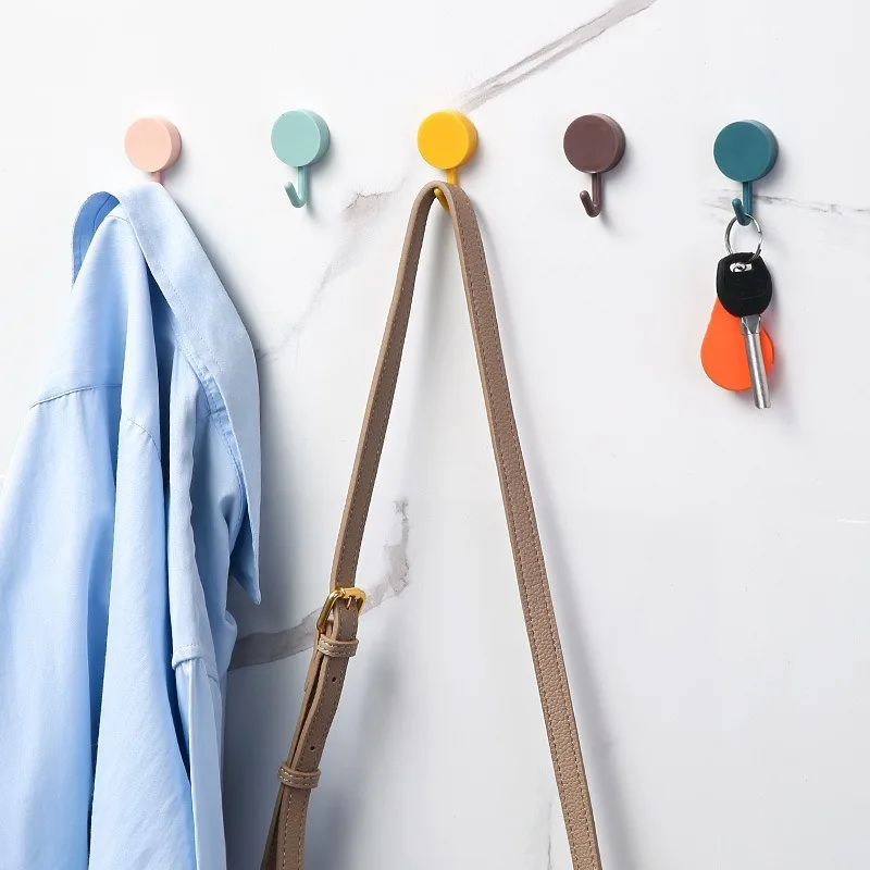1-10PCS Self Adhesive Wall Hook Strong Without Drilling Clothes Toilet Bathroom Door Kitchen Towel Hanger Home Table Locker Hook
