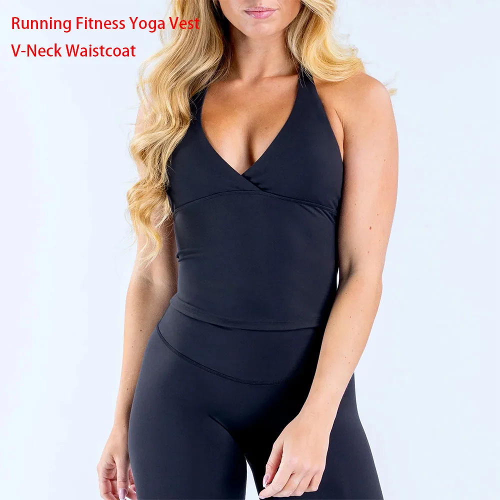 

Спортивный топ DRYEN Origin Halter Top с глубоким V-образным вырезом 2-в-1 для женщин, майка для йоги с открытой спиной, для тренировок, фитнеса, сексуальный спортивный топ для бега