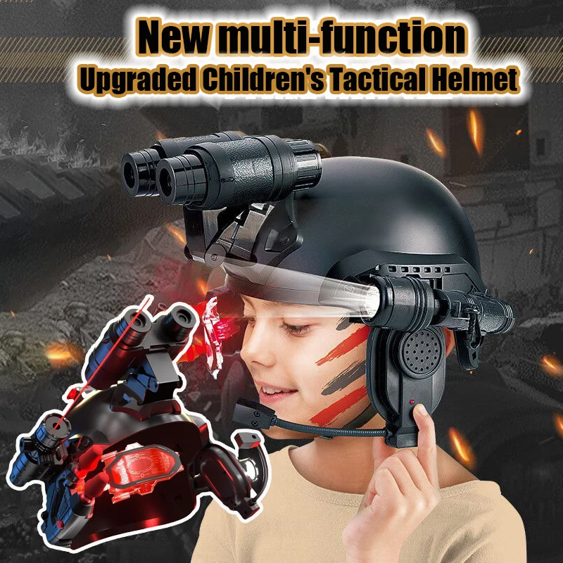 

New children's tactical helmet set toy Multi-function CS equipment with telescope and flashlight Children's birthday gift