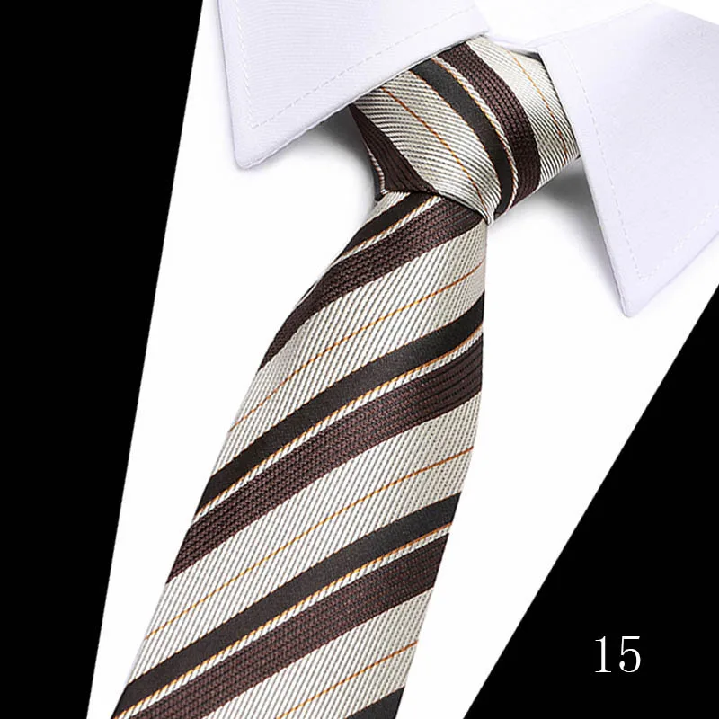 Hot Sale Tie For Man 7.5 cm Fashion Necktie Classic Stripe Golden Red Brown Wedding Gravatas Woven Suit Accessories Fit Party