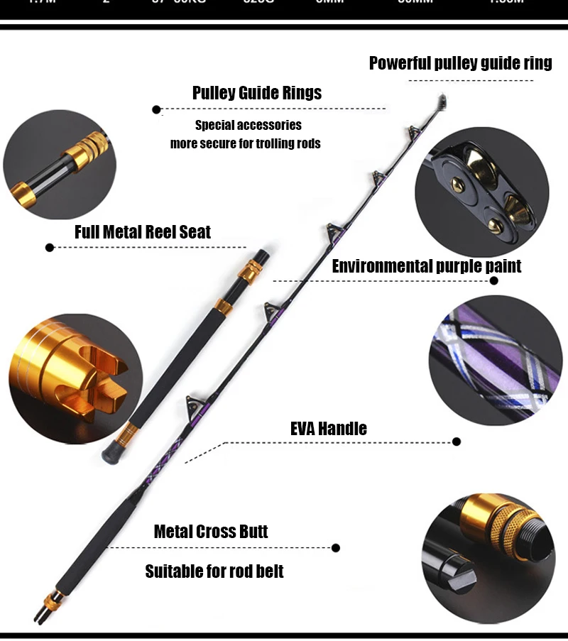 1.8 m 50 kg Strength High Quality Good Price Export Wholesale Game Sea Fishing Jigging Rod Fishing Rod