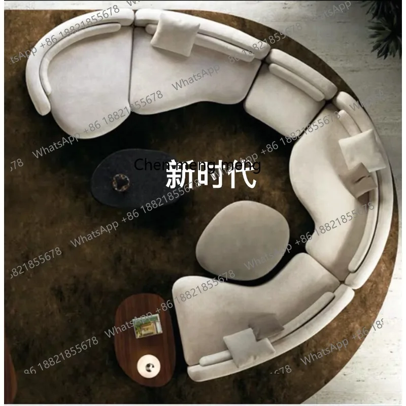 

Italian minimalist special-shaped curved combination sofa fabric light luxury designer large flat layer