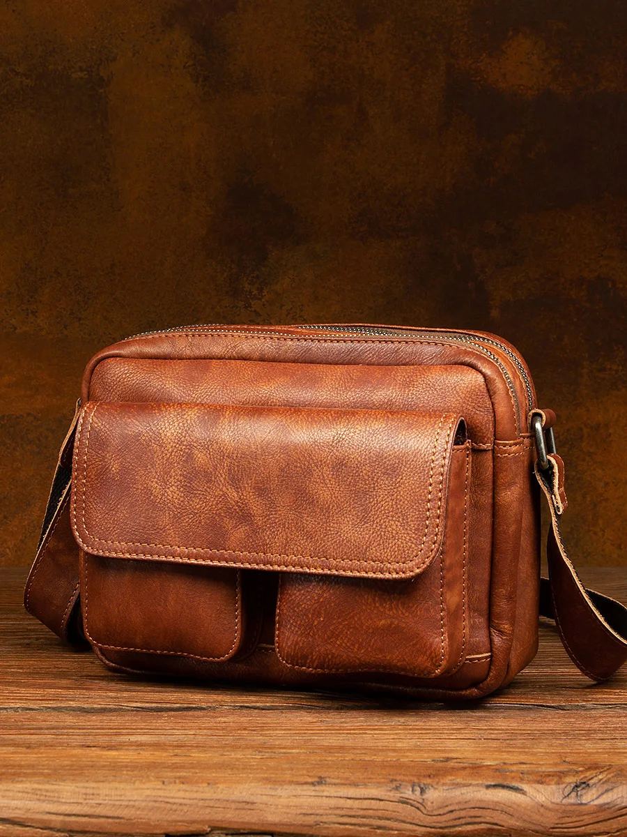 Bolsa de Ombro de Couro Genuíno para Homens, Bolsa Mensageiro Exterior, Designer Casual, Bolsa Pós Luxo, de Alta Qualidade, Luxo