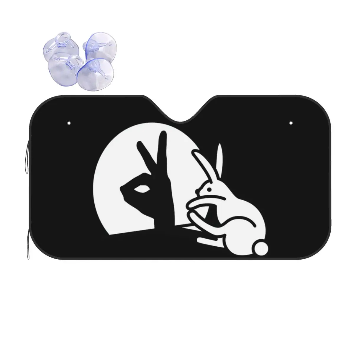 

Funny Rabbit Hand Shadow Puppets Humor Pop Art Sunshade Windscreen Car Front Windshield Window Sun Visor Accessories Covers