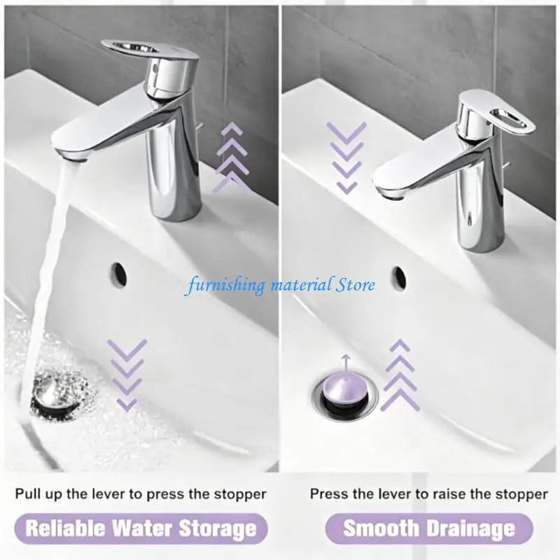 Y5GD Easy Clean Popup Sink Drain Plugs for Bathroom Vanity Simple DIY Installation