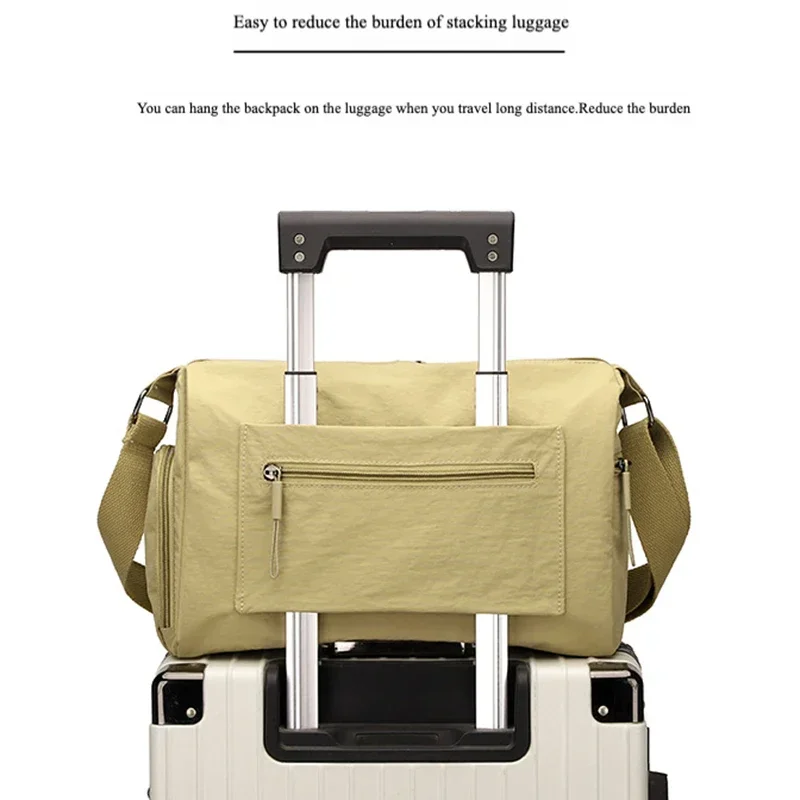 حقيبة للجنسين، حقيبة سفر صغيرة للمتسوقين، كاجوال بسيطة بلون سادة، حقيبة كروس جانبية، حقيبة أمتعة لتنظيم مستحضرات التجميل