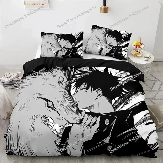 

Anime Jujutsu Kaisen Bedding Set Duvet Cover Set Comforter Cover Set Pillowcase King Queen Double Single Satoru Gojo Bed Linen